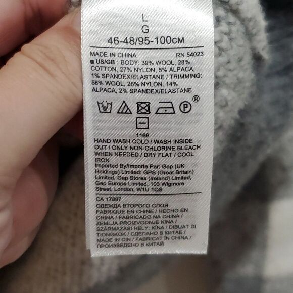 Banana Republic Grey & White Chekered Sweater Wool & Alpaca Blend Size L - Picture 4 of 6